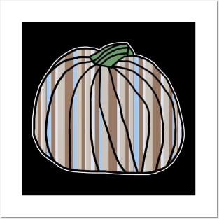 Halloween Horror Pumpkin Light Blue Stone Stripes Posters and Art